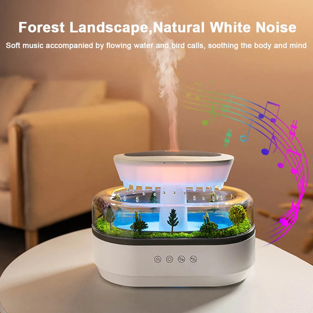 Aroma Humidifier Raindrop Air Humidifier Colorful Light White Noise Essemtial Oil Diffuser Home Ultrasonic Fragrance Diffuser